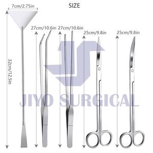 Ensemble d'outils d'aquarium en acier inoxydable 5 en 1, avec ciseaux à vagues, pinces, spatule, mangeoire, testeur pour Aquarium - Product Image 1