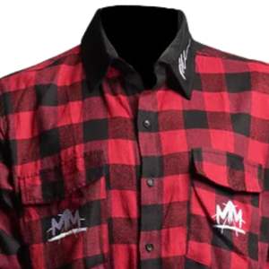 Camisa de Franela a Cuadros Roja y Negra para Hombre, Manga Larga, Abotonada, de Algodón, Informal, Estilo Urbano - Product Image 3