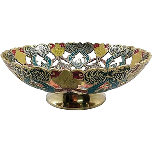 ทองเหลืองหัตถกรรมชามสีสัน Meena ขายหรูหราตกแต่งห้องครัวออกแบบใหม่อินเทรนด์เสร็จสิ้นชามเสิร์ฟผลไม้ - Product Image 1