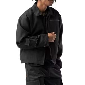 Chaqueta de lona de algodón con cremallera personalizada de la mejor calidad para hombre al por mayor, chaqueta de trabajo para hombre - Product Image 4