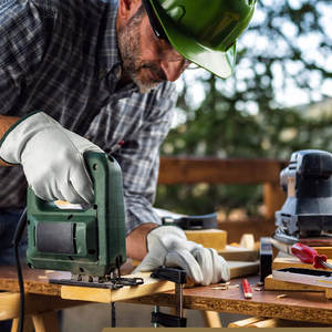 ถุงมือทำงานหนังปลอดภัยสำหรับผู้ชายถุงมือป้องกันมือผลิตจากหนังออโรรา ACL โลโก้ตามสั่ง - Product Image 4