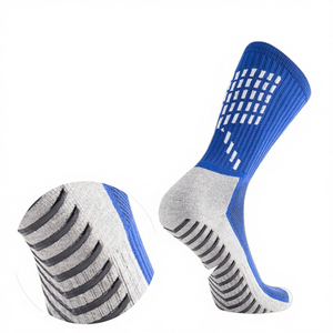 Chaussettes de compression bleues avec semelle antidérapante, motif uni, pour le basketball, adultes, automne, en coton tricoté, absorbant la transpiration - Product Image 6