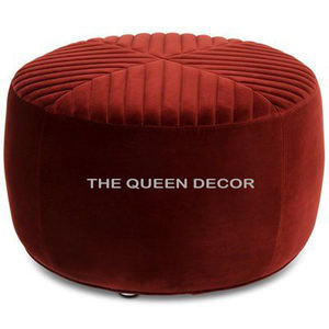 Taburete lateral otomano de metal con cojín Puff, taburete con acabado de madera natural y blanco sólido para el hogar, hoteles y restaurantes, muebles - Product Image 3