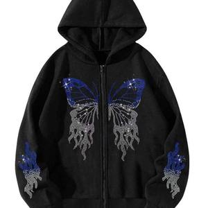 Sweat à capuche lavé à l'acide avec strass de haute qualité French Terry Streetwear Super Square Design Hoodie - Product Image 5