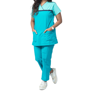 Medical Scrubs Hospital Uniform <b>Set</b> V-Neck Top and Pants for <b>Doctors</b> and Nurses Safety Protective Labour Suit - Product Image 1