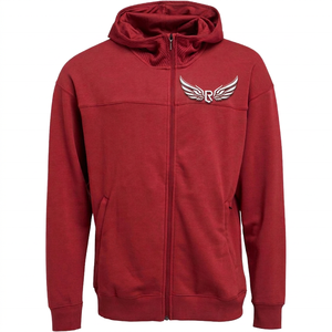Sweat-shirt à capuche zippé rouge pour homme, coupe classique, couleur unie, veste en polaire décontractée, vêtements d'automne - Product Image 3