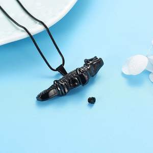 สร้อยคอใส่เถ้ากระดูกจระเข้สีดำทันสมัยทำจากสเตนเลสขี้เถ้าออกแบบได้ตามต้องการที่ระลึกอายุยืน - Product Image 4