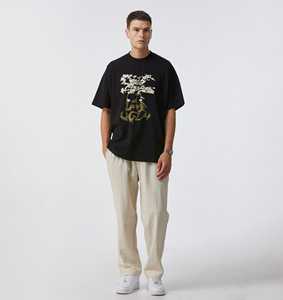 Camiseta de algodón 100% para hombre, de gran tamaño con cuello redondo Camiseta holgada, camisetas informales para hombre, cómodas y elegantes - Product Image 2