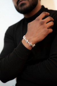 <b>Mens</b> 925 silver moissanite butterfly link bracelet multicolor stone diamond look elegant engagement style fine jewellery - Product Image 2