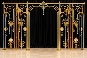 Arco Metálico Dorado Único para Escenario de Boda, Paneles Decorativos, Arco Metálico Dorado Más Vendido para Decoración de Escenario de Recepción en Australia - Product Image 3