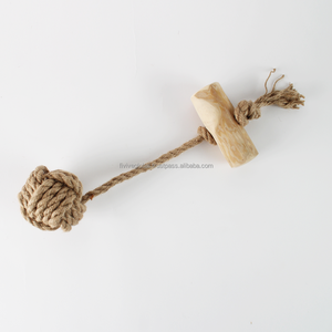 Jouet à mâcher pour chien en bois de café et chanvre, OEM ODM, fabricant vietnamien, fournisseur en gros, balle en corde pour le nettoyage des dents et l'entraînement - Product Image 3
