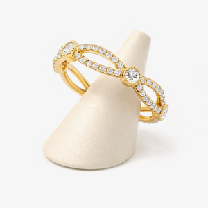 Anillo de Diamantes de Moda Recién Llegado en Oro Rosa Puro de 14K, Anillo de Eternidad con Diamantes Infinitos, Anillo de Boda Apilable Cruzado - Product Image 5