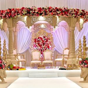 Glam Hindu Wedding Vidhi Mandap Decoration Best Golden Carved Wedding Mandap Norway Awesome Top Indian Wedding Royal Mandap USA - Product Image 3