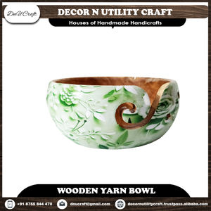 Haute qualité personnalisé fabriqué à la main Sheesham bois fil bol ensemble multicolore écologique motif ovale support de fil pour - Product Image 2