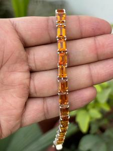Honey Citrine Tennis Bracelet For <b>Women</b> 925 Sterling <b>Silver</b> Emerald Cut Natural Gemstone Elegant Jewelry Gift For Her - Product Image 2