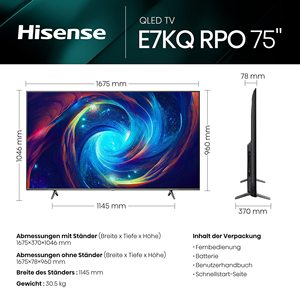 Téléviseur intelligent QLED 4K UHD de 75 pouces avec HDR, mode jeu 144 Hz, triple tuner, finition gris foncé - Product Image 2