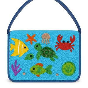 Bolso de criatura marina, bolso de océano con cuentas, bolso de mano bajo el mar, bolso de playa nupcial, monedero de tema tropical, bolso de mar colorido, - Product Image 1