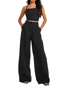 Pantalon de survêtement noir à fermeture éclair, jambe droite, pantalon large pour femmes, pantalon grande taille pour femmes et pantalon respirant, vente chaude - Product Image 4