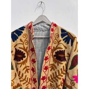 Veste pour femme en coton tissé brodé à la main style bohème, légère, respirante, à manches longues, style Prairie Chic, printemps - Product Image 3