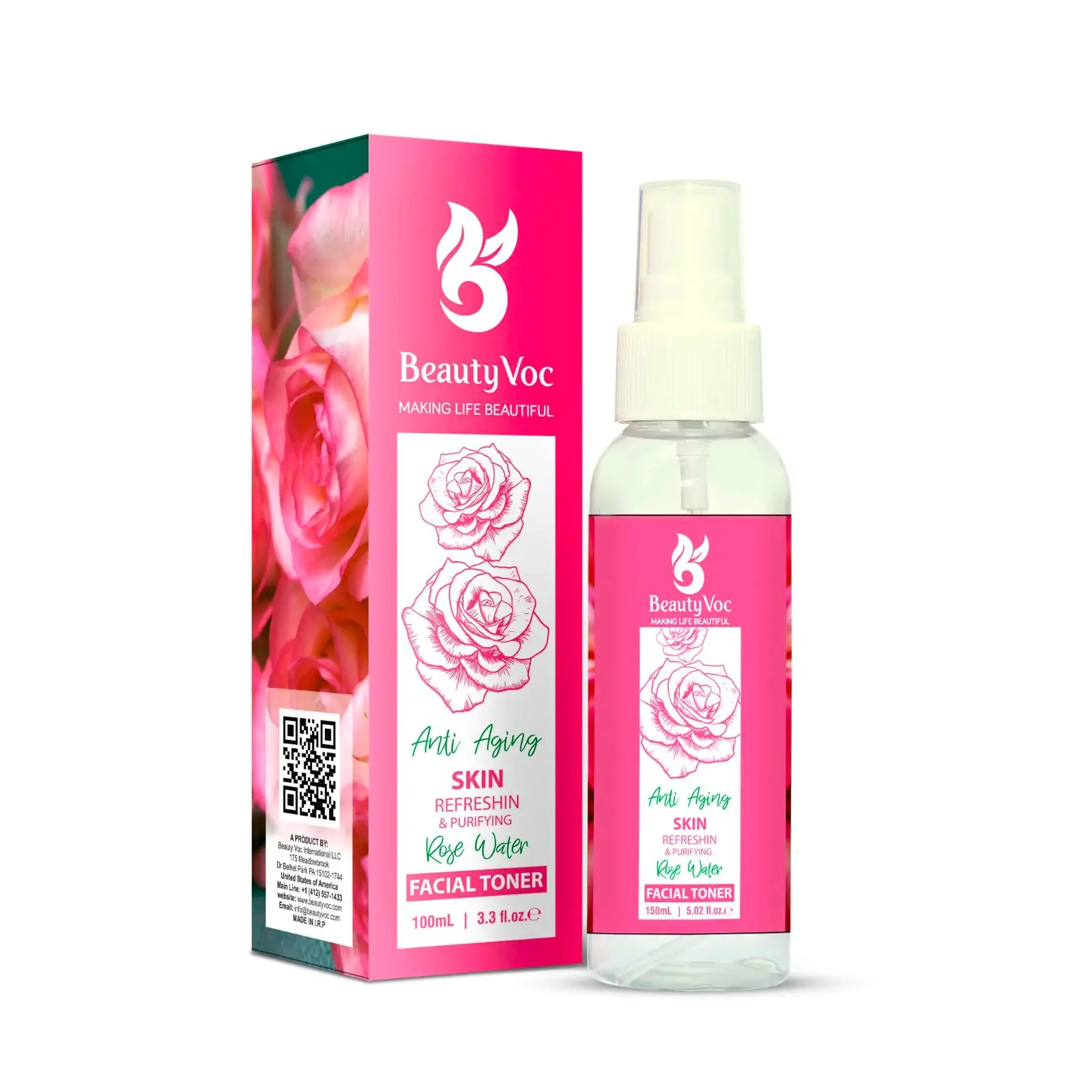 Toner facial à l'eau de rose anti-âge