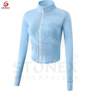 Nouveau yoga veste à glissière à col haut taille française fermeture éclair slim fit sports portant des vêtements de fitness femmes vestes - Product Image 3