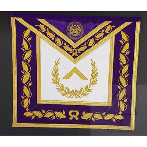 Deluxe Masonic past Grand Master <b>Apron</b> grand lodge Gold Embroidery Blue Fabric - Product Image 4