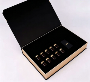 Boîte cadeau rigide magnétique noire de luxe avec logo personnalisé, insert en velours pour l'emballage de cosmétiques en ampoules - Product Image 3