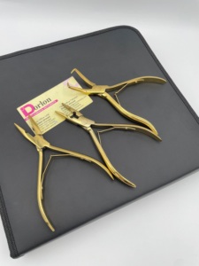 Alicates hechos a medida de acero inoxidable para extensiones de cabello Etiqueta privada personalizada Abrazadera de resorte doble Herramientas de extensión de cabello de plasma dorado - Product Image 2