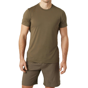 Conjuntos de camisetas cortas sólidas para hombre, ropa de poliéster para correr de verano, ropa de calle de alta calidad, transpirable, ligero, de dos piezas - Product Image 1