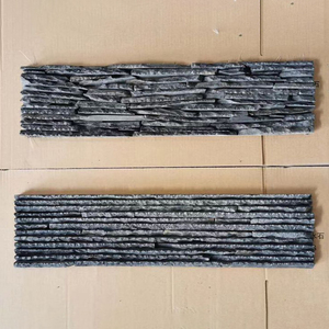 Thiết kế hiện đại tự nhiên chia mặt xếp chồng lên nhau đá Veneer Đen <span class=keywords><strong>Slate</strong></span> văn hóa tấm Tường cho nội thất-Ngoại Thất Ốp axit - Product Image 5