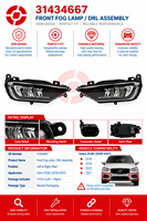Ensemble de feux antibrouillard avant droit 31434667 pour Volvo S90 XC60, remplacement du pare-chocs avant, pièces d'éclairage automobile