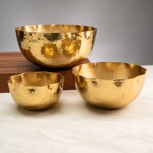 <b>Large</b> antique finished brass <b>serving</b> <b>bowl</b> suitable for vintage inspired kitchens traditional parties and ceremonial meals - Product Image 4