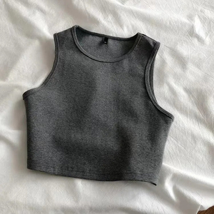 Custom <b>Womens</b> High Neck Crop Tank <b>Top</b> Stretch Ribbed Sleeveless Crew Neck Basic Casual Summer Camisole Vest <b>Tops</b> - Product Image 5