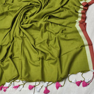 Sari de Algodón JORI BODER MAL, Tejido Liso Teñido, Ecológico, Ligero, para Bodas de Niñas - Product Image 1