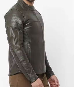 Veste en cuir pour homme avec col montant, logo frontal, en toile enduite imperméable et respirante, design en cuir - Product Image 5