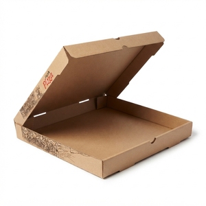 Boîte à pizza en carton ondulé kraft imprimé vintage robuste, vente en gros, logo personnalisé, résistante à la chaleur, emballage pour livraison à emporter - Product Image 2