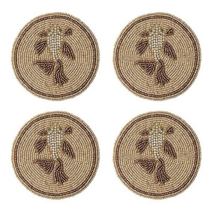 Sous-verre artisanal bohème brodé à la main avec des perles, motif arbre de Noël, accessoire décoratif pour la maison - Product Image 4