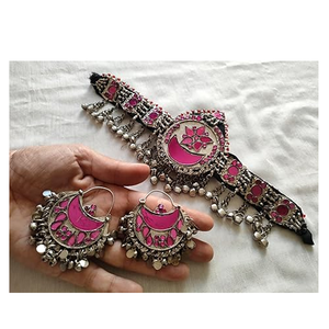 Ensemble collier et boucles d'oreilles afghans Bijoux kuchi de haute qualité pour mariage de mariée Fait à la main - Product Image 3