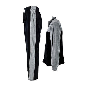 Mens Designer Velour Tracksuit Set with Zippered Pockets Soft Touch <b>Fabric</b> Ideal for Comfort and Fashion <b>Grey</b> Black - Product Image 3