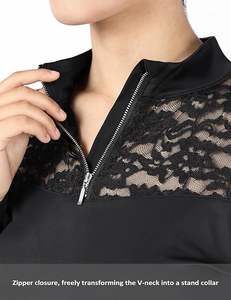 Blusa de Encaje de Manga Larga para Mujer con Mangas con Encaje Exquisito, Corte Entallado - Product Image 2