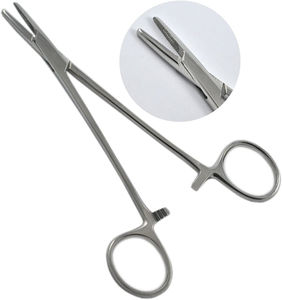 Soporte de aguja de 14cm, juego de tres con bloqueo, instrumentos quirúrgicos manuales, acero inoxidable, calidad superior, uso de cirugía General - Product Image 1