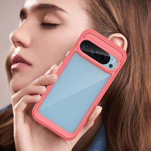 Đầy Màu sắc mạ điện nút màu tinh khiết Thiết kế bảo vệ trường hợp Acrylic trong suốt mềm TPU trường hợp điện thoại cho Google Pixel 9 - Product Image 6