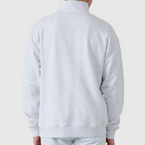 Sweat-shirt polaire à col montant pour homme Pull quart zippé Coupe ample Épaule tombante Manches longues Coupe-vent Respirant Logo personnalisé - Product Image 3