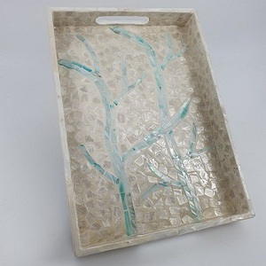 Bandeja de Ratán Personalizada con Incrustaciones de Nácar - Nuevo Diseño de Bandeja de Ratán de Venta Caliente, Económica, Decoración para el Hogar de Vietnam - Product Image 1