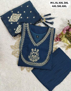 Ensemble de 3 pièces pour femmes à la mode broderie travail manuel magnifique tenue ethnique pour les fêtes de mariage habillage de fête imprimé ample - Product Image 6