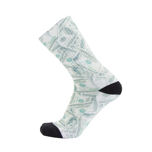 Calcetines deportivos con logotipo personalizado atlético de nailon alto disponibles Fondo Negro Azul Mínimo 10 pares Calcetines de sublimación de diseñador - Product Image 1