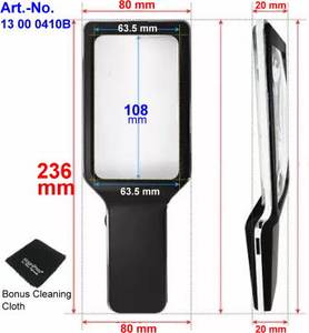 ITA Tools 4X Rectangular Handheld <b>Magnifier</b> with 8D Diopter 10 Dimmable Anti-Glare SMD LED Lights and ABS/Acrylic Lens - Product Image 4