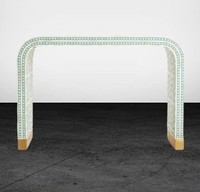 Table console ronde antique de style moderne avec incrustation d'os, meubles en bois à panneau faits à la main pour la maison, le salon, la chambre à coucher ou l'hôtel