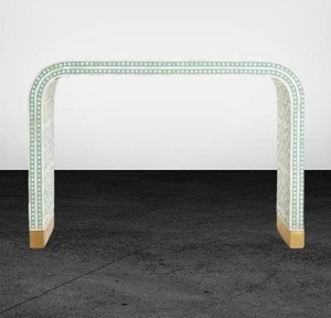 Mesa consola redonda antigua de estilo moderno con incrustaciones de hueso Panel hecho a mano muebles de madera para el hogar sala de estar dormitorio u Hotel - Product Image 3