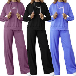 ชุดเซ็ทเสื้อฮู้ดจ็อกเกอร์พิมพ์ลายขนาดใหญ่สำหรับผู้หญิง ชุดออกกำลังกายฤดูหนาว สไตล์ฮิปฮอป สตรีทแวร์ ตกแต่งเพชร ลายเรียบ - Product Image 1